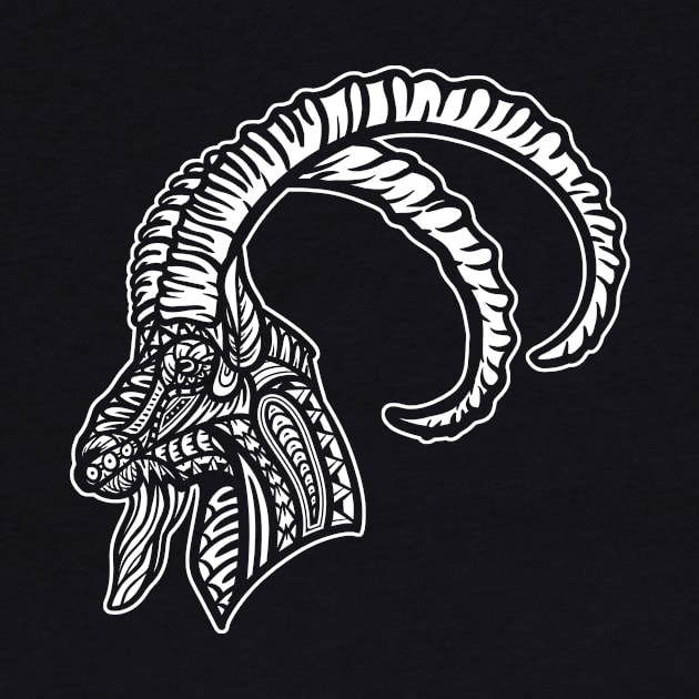 Ibex Goat Tribal by Barabarbar artwork